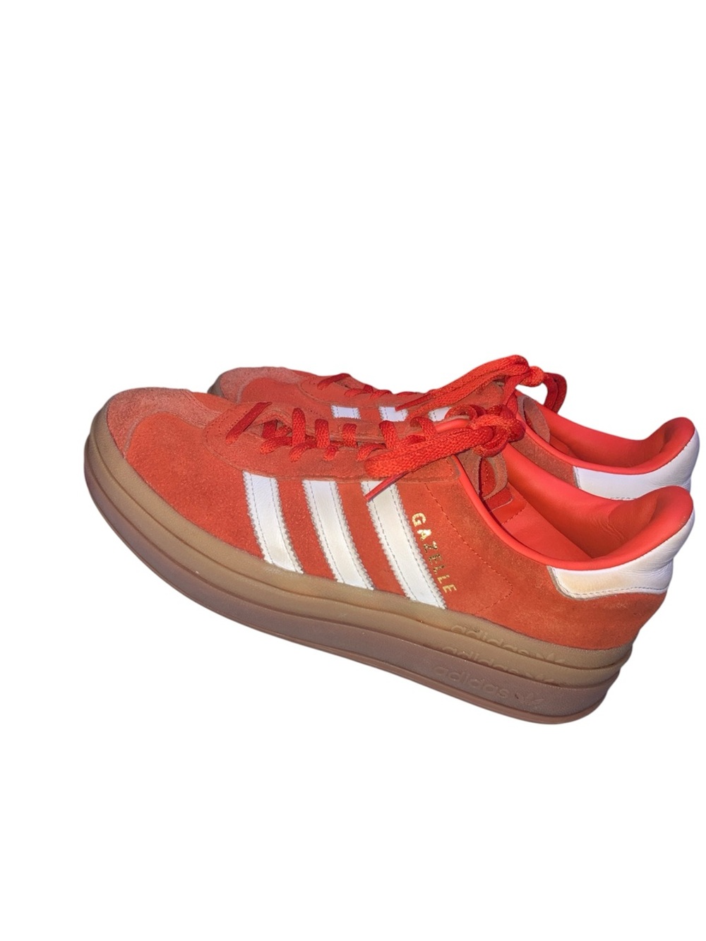 adidas Gazelle Bold Red Orange Suede Sneakers with White Stripes - Picture 8 of 12